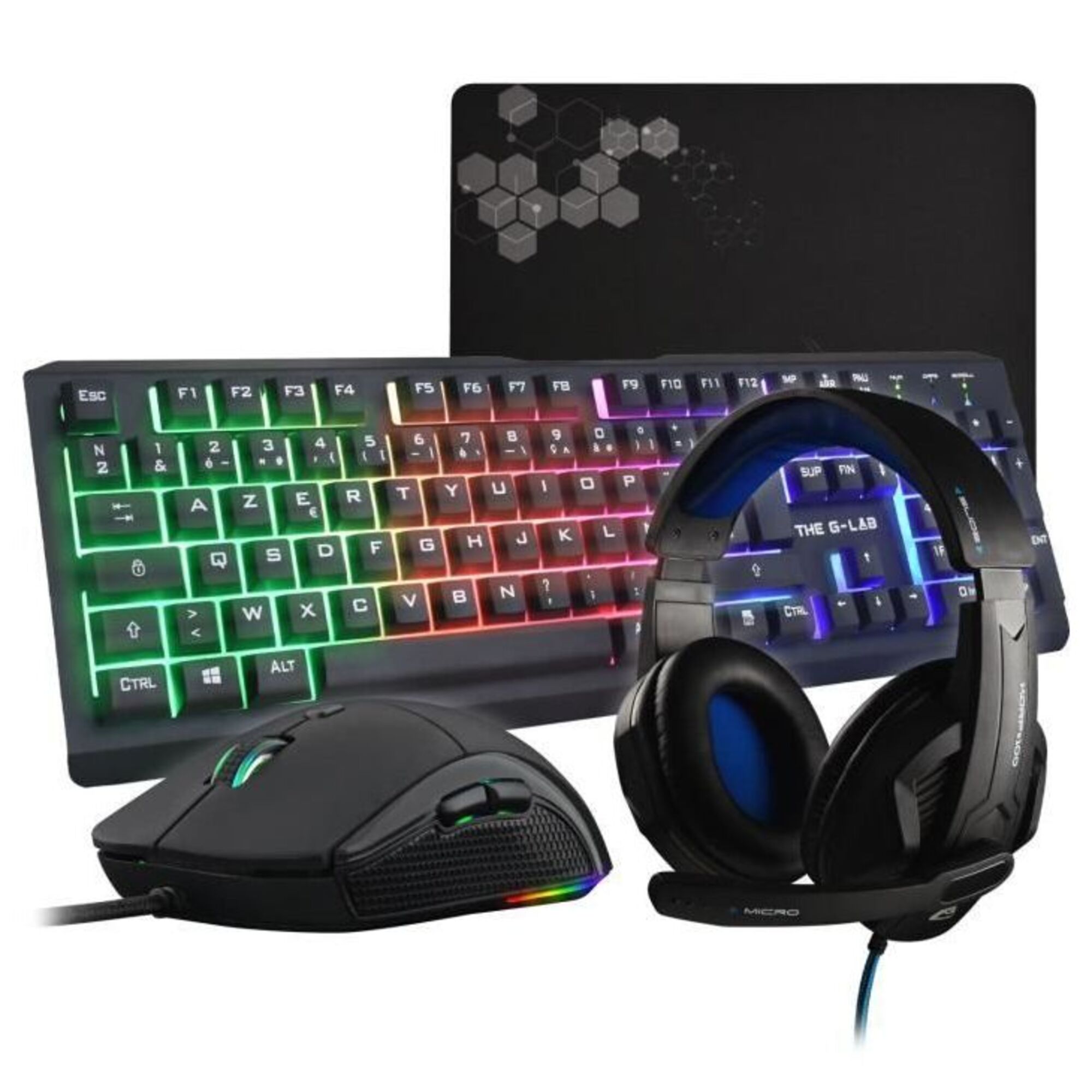 THE G-LAB COMBO-SELENIUM Combo Gaming Clavier-Souris-Casque-Tapis de Souris -  Keyz160 FR, Kult 170, Korp 100 + Tapisrp 100 + Tapis - Neuf