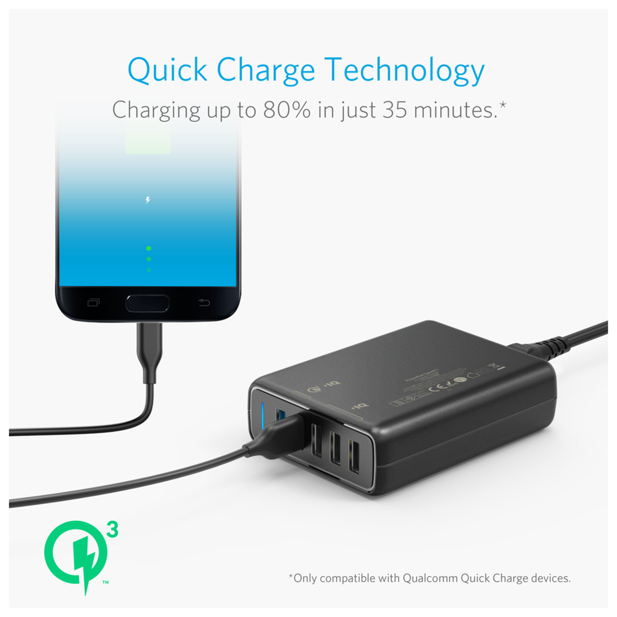Anker PowerPort Speed 5 Adaptateur secteur 63 Watt 4. Quick Charge 3.0 5 connecteurs de sortie 3 x USB Type A 2 x USB de… - vue 2