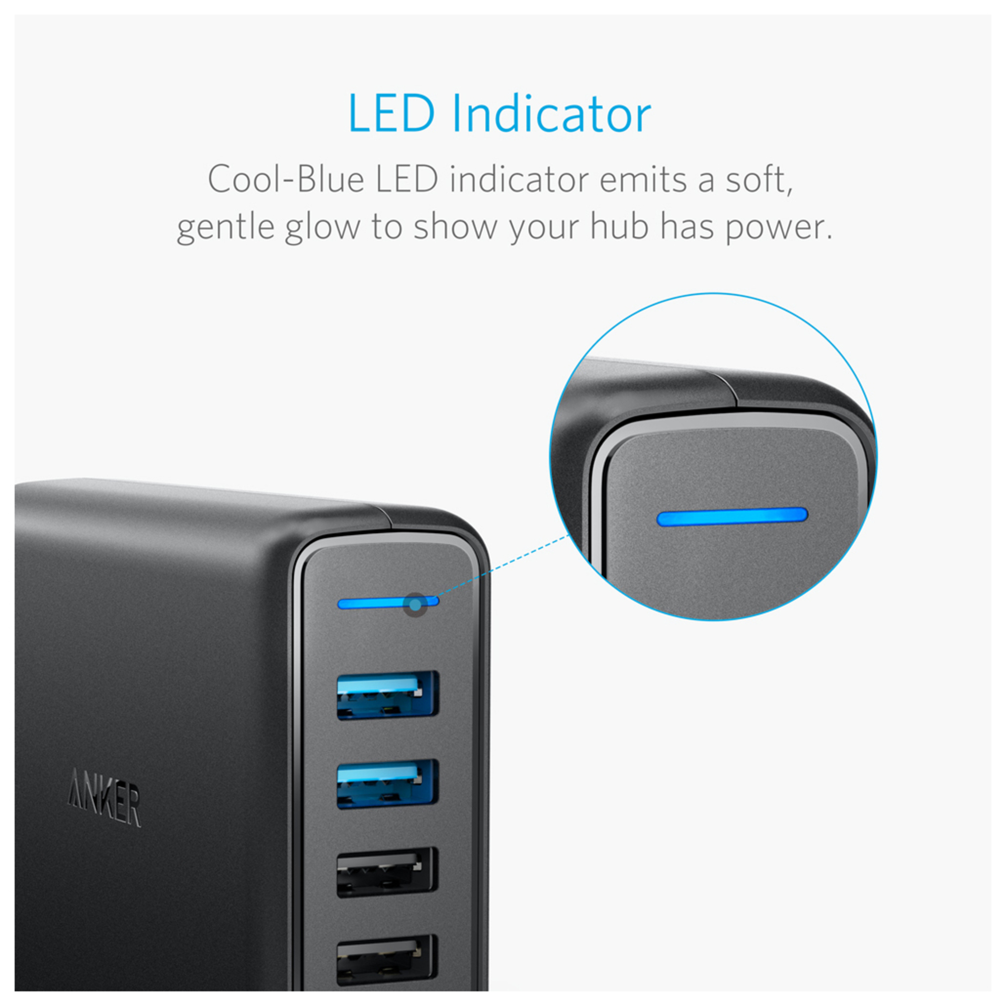 Anker PowerPort Speed 5 Adaptateur secteur 63 Watt 4. Quick Charge 3.0 5 connecteurs de sortie 3 x USB Type A 2 x USB de… - vue 3
