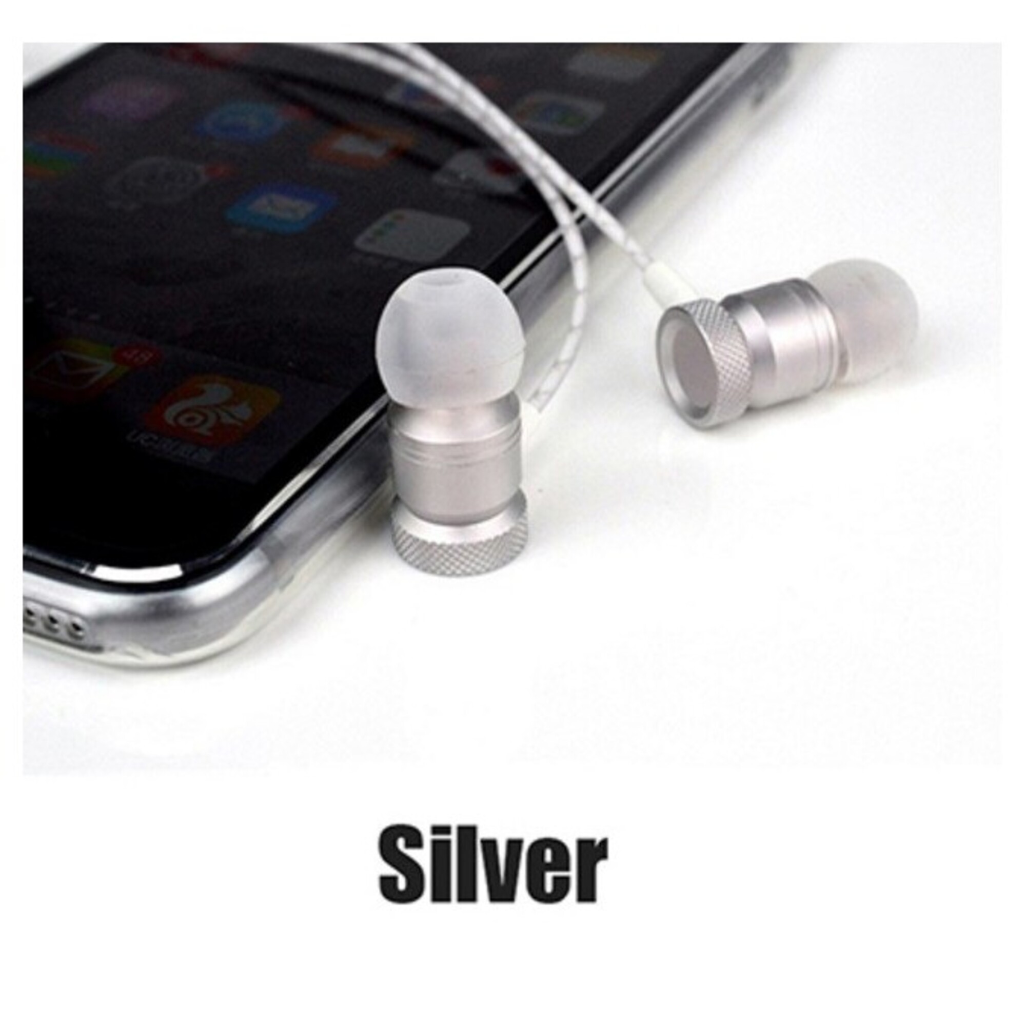 Ecouteurs Metal pour Smartphone avec Micro Kit Main Libre INTRA-AURICULAIRE Casque Universel Jack (ARGENT) - Neuf