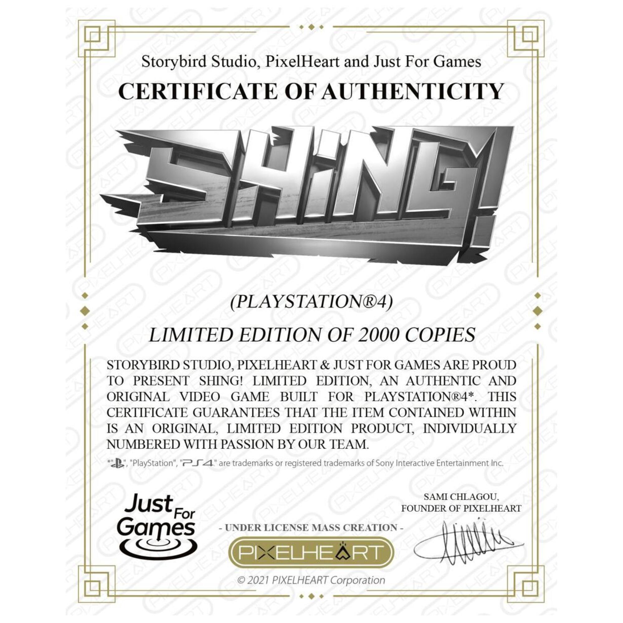 SHING! PS4 Just Limited - Neuf