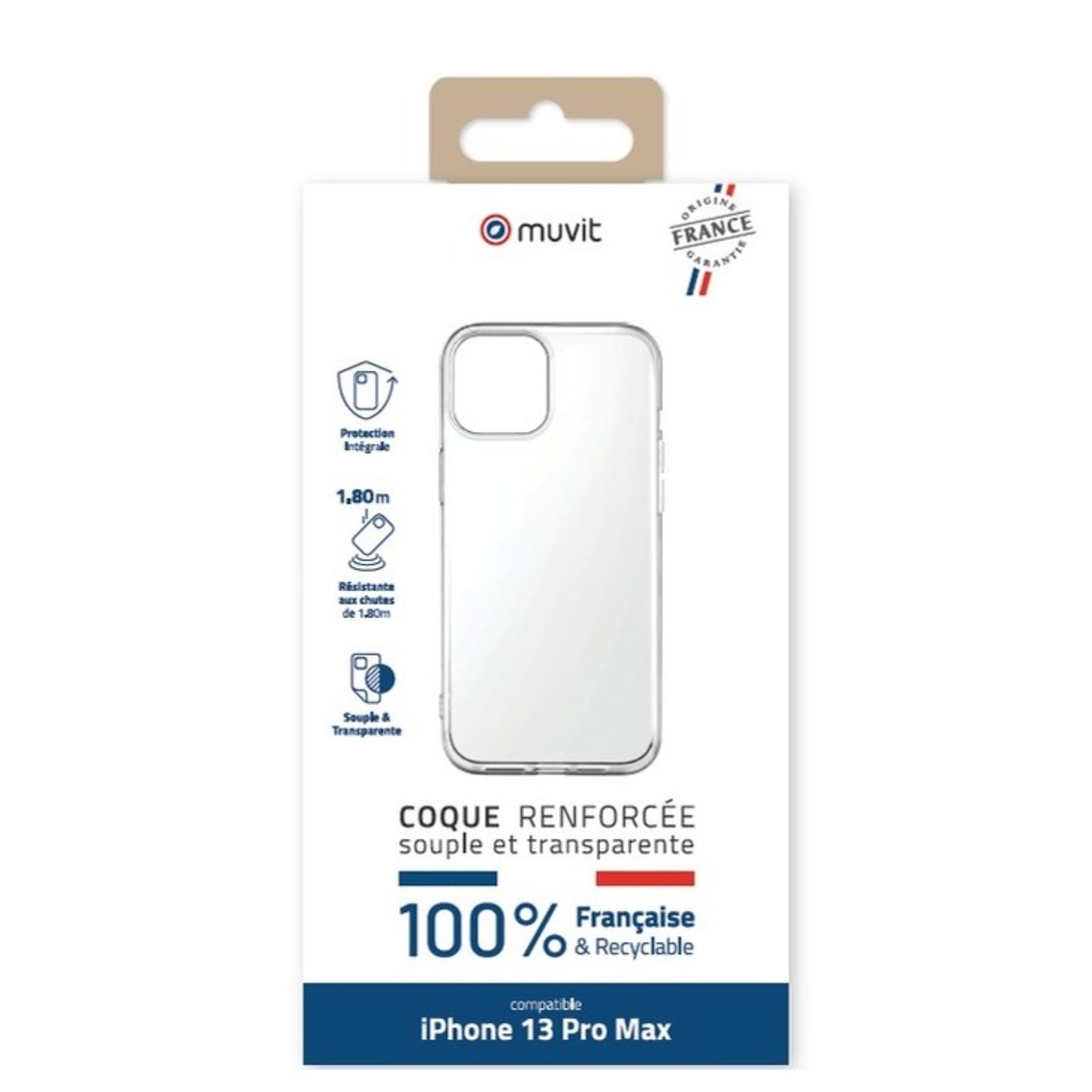 Coque transparente renforcée MUVIT pour iPhone 13 Pro Max Garantie - vue 3