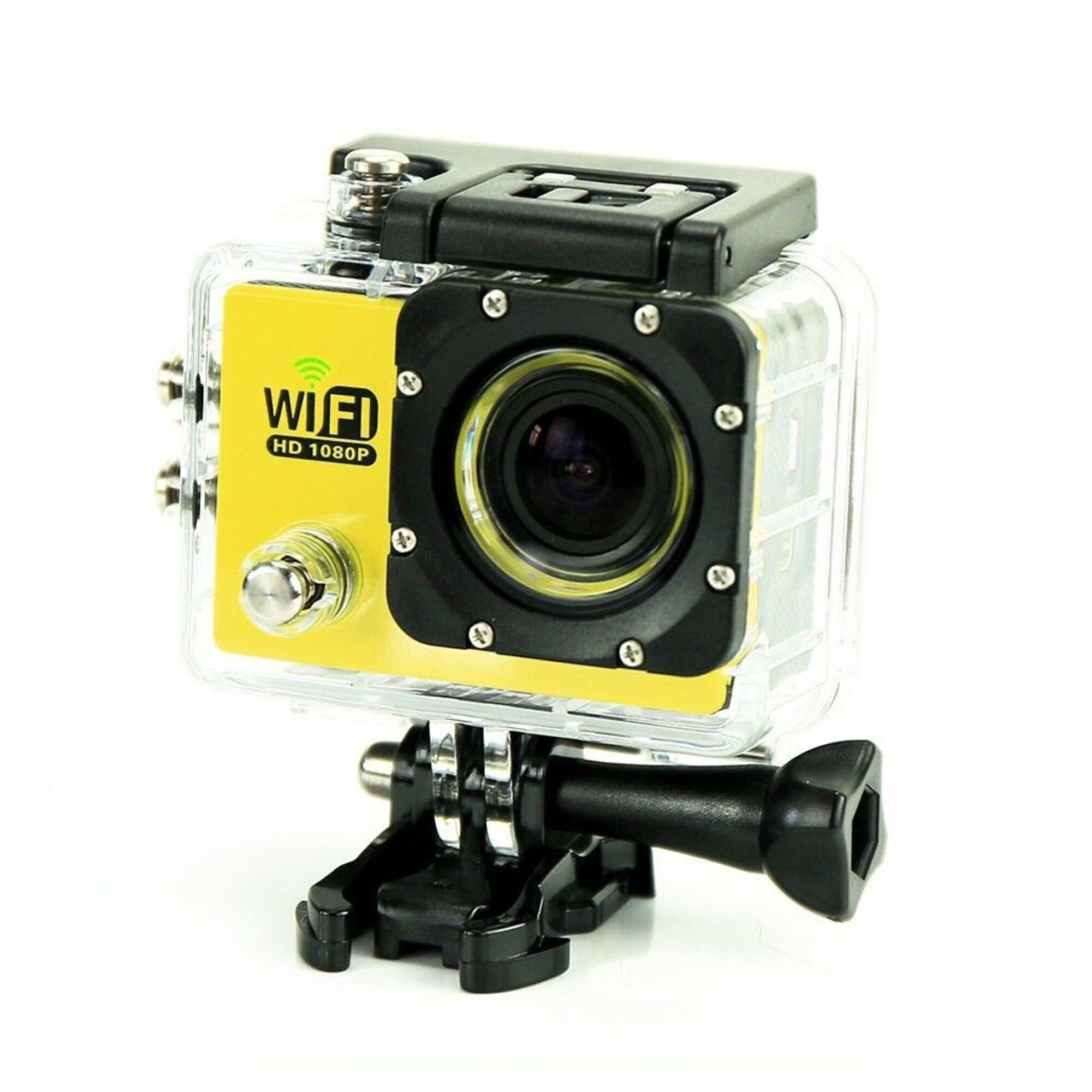 Camera Embarquée Sports Wi-Fi LCD Caisson Étanche Waterproof 12 Mp HD Jaune 64Go YONIS - Neuf