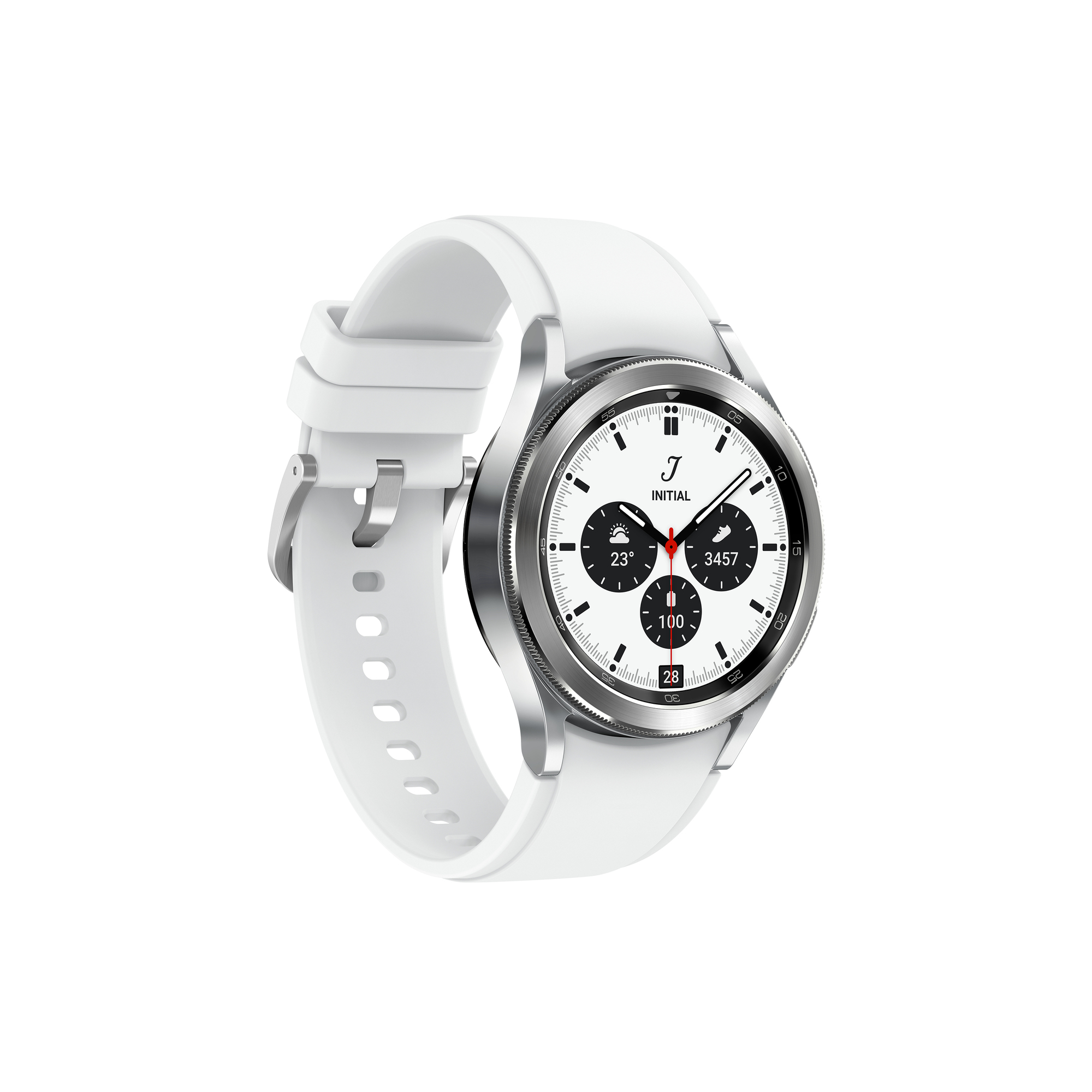 Galaxy Watch4 Classic 42mm boitier Argent - Super AMOLED - Bluetooth - Bracelet sport Blanc - Bon état