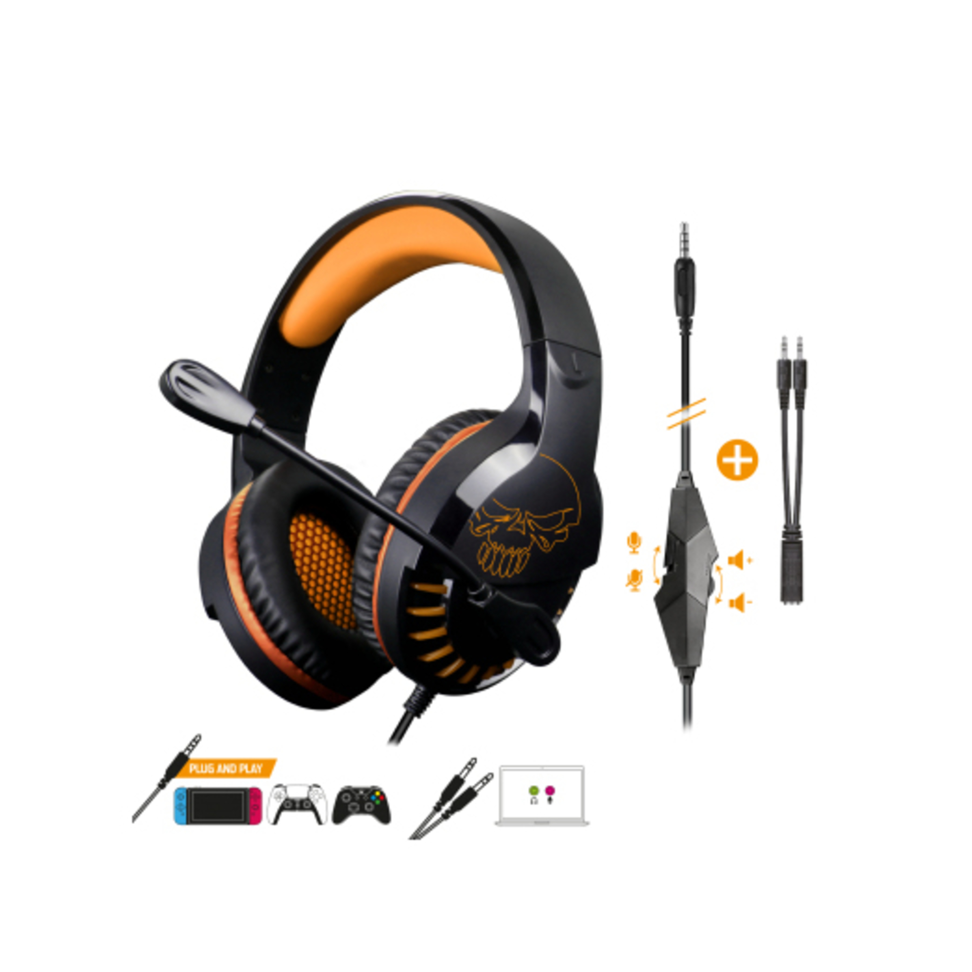 Spirit of Gamer PRO-H3 Casque Avec fil Arceau Jouer Noir, Orange - Neuf