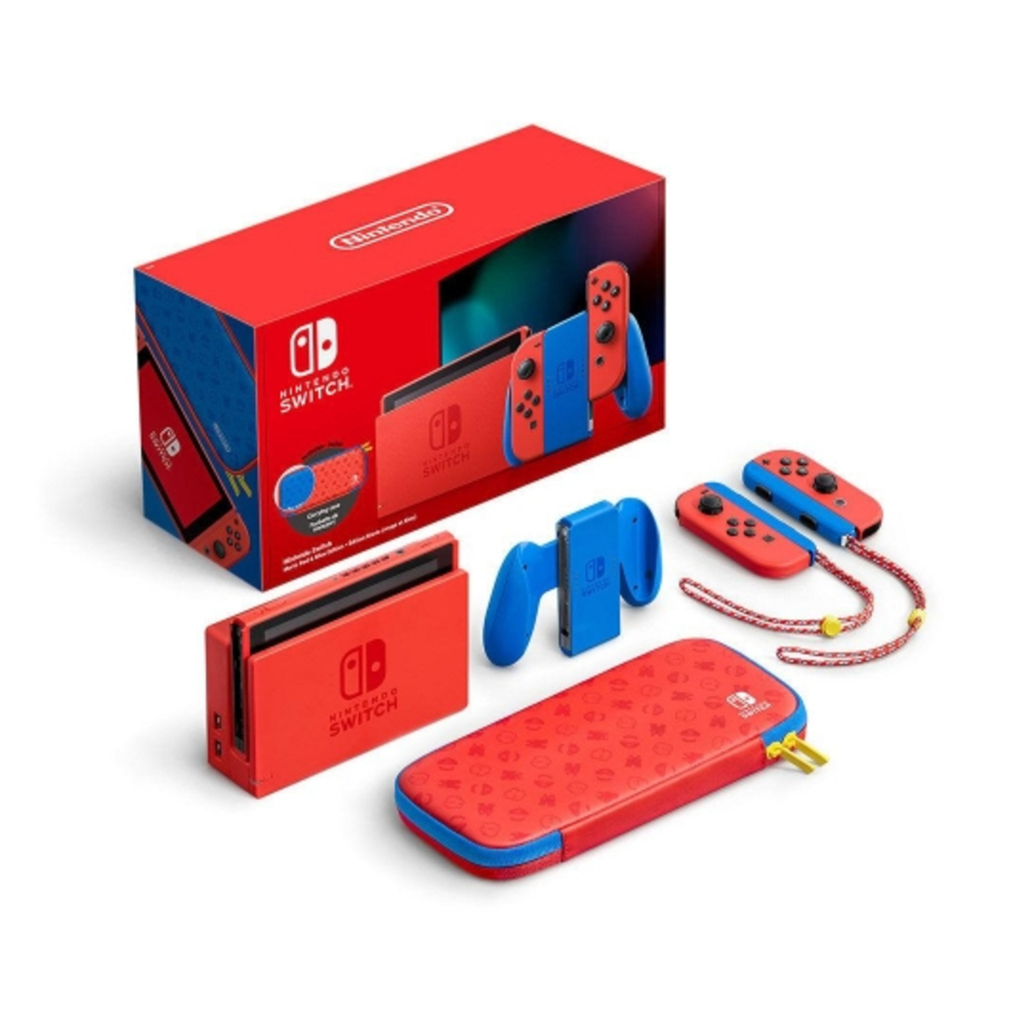 Switch - Edition Mario (Rouge & Bleu) & Housse Mario - Console de jeux portables 15,8 cm (6.2 ) 32 Go Écran tactile Wifi Bleu, Rouge - Bon état