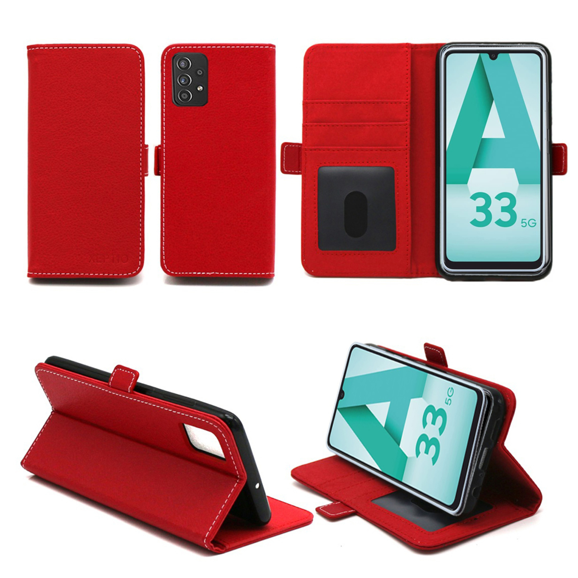 XEPTIO Samsung Galaxy A53 5G Etui housse rabat protection rouge - Neuf