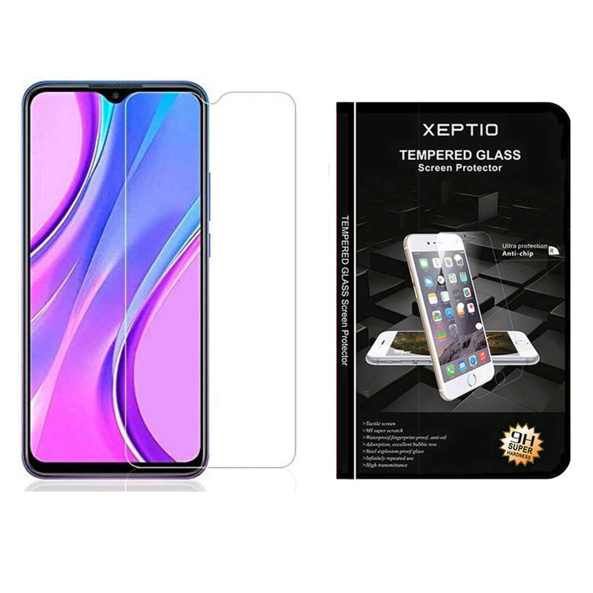 Protection écran Vitre  en verre trempé pour Xiaomi Redmi 9A 4G  -  pochette XEPTIO - Neuf