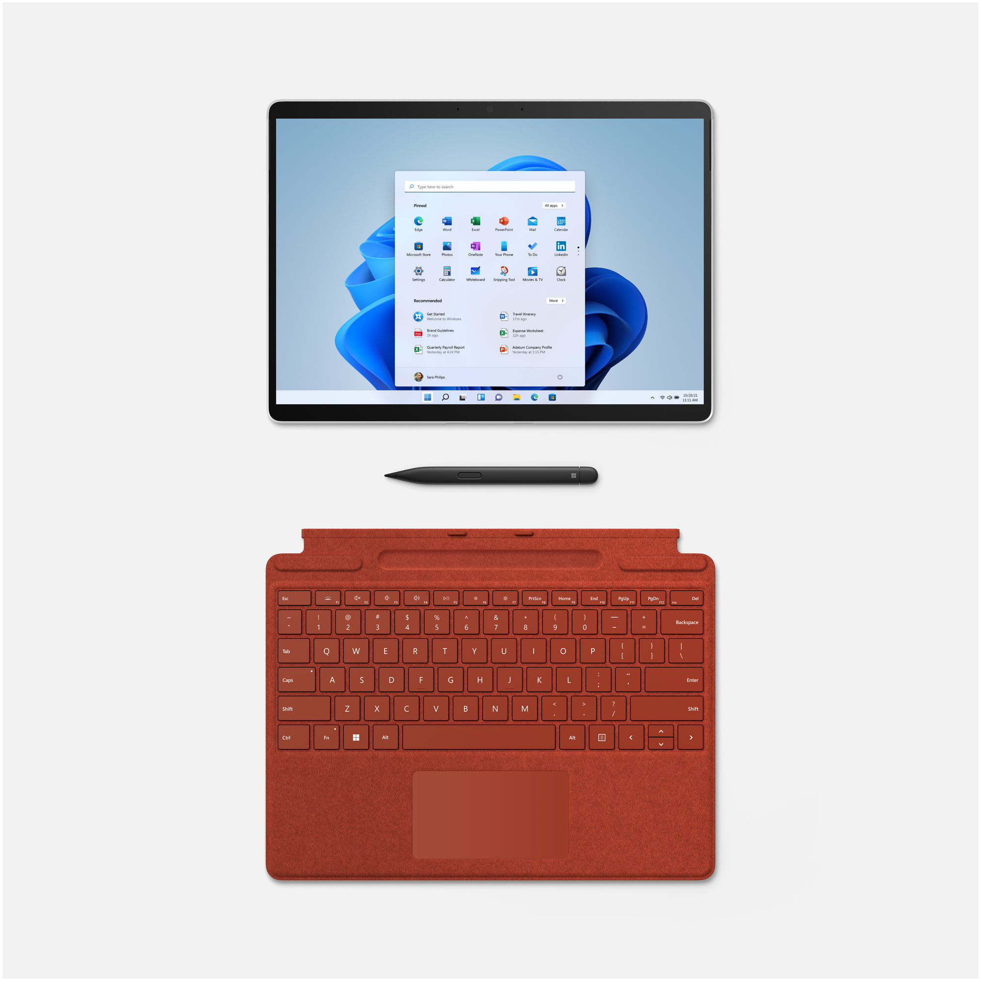 Microsoft Surface Pro Signature Keyboard with Slim Pen 2 AZERTY Français Microsoft Cover port Rouge - Neuf