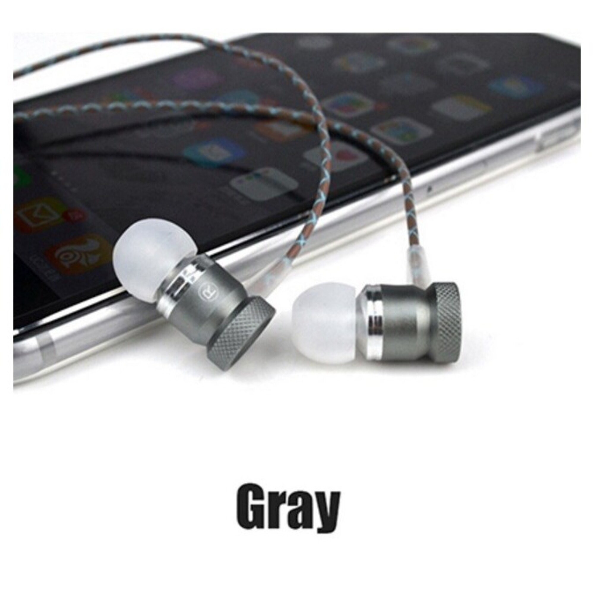 Ecouteurs Metal pour Smartphone avec Micro Kit Main Libre INTRA-AURICULAIRE Casque Universel Jack (GRIS) - Neuf