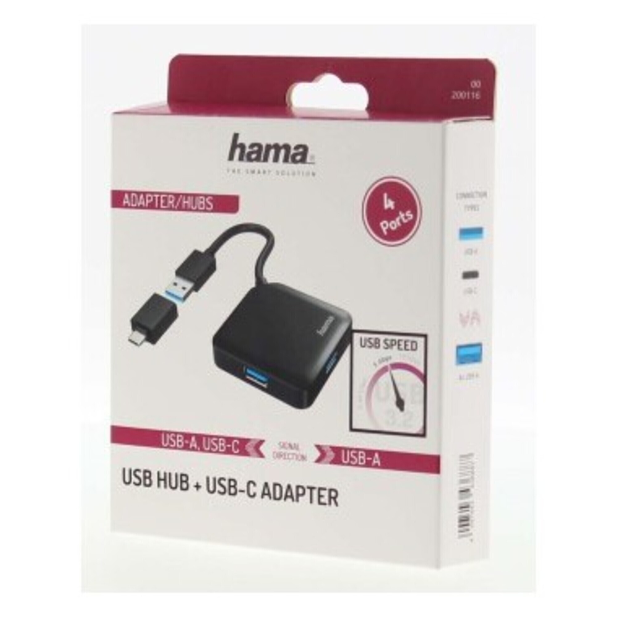 Hama 00200116 hub & concentrateur USB 3.2 Gen 1 3.1 Gen 1 Type A + Type C 5000 Mbit/ Neuf - vue 3