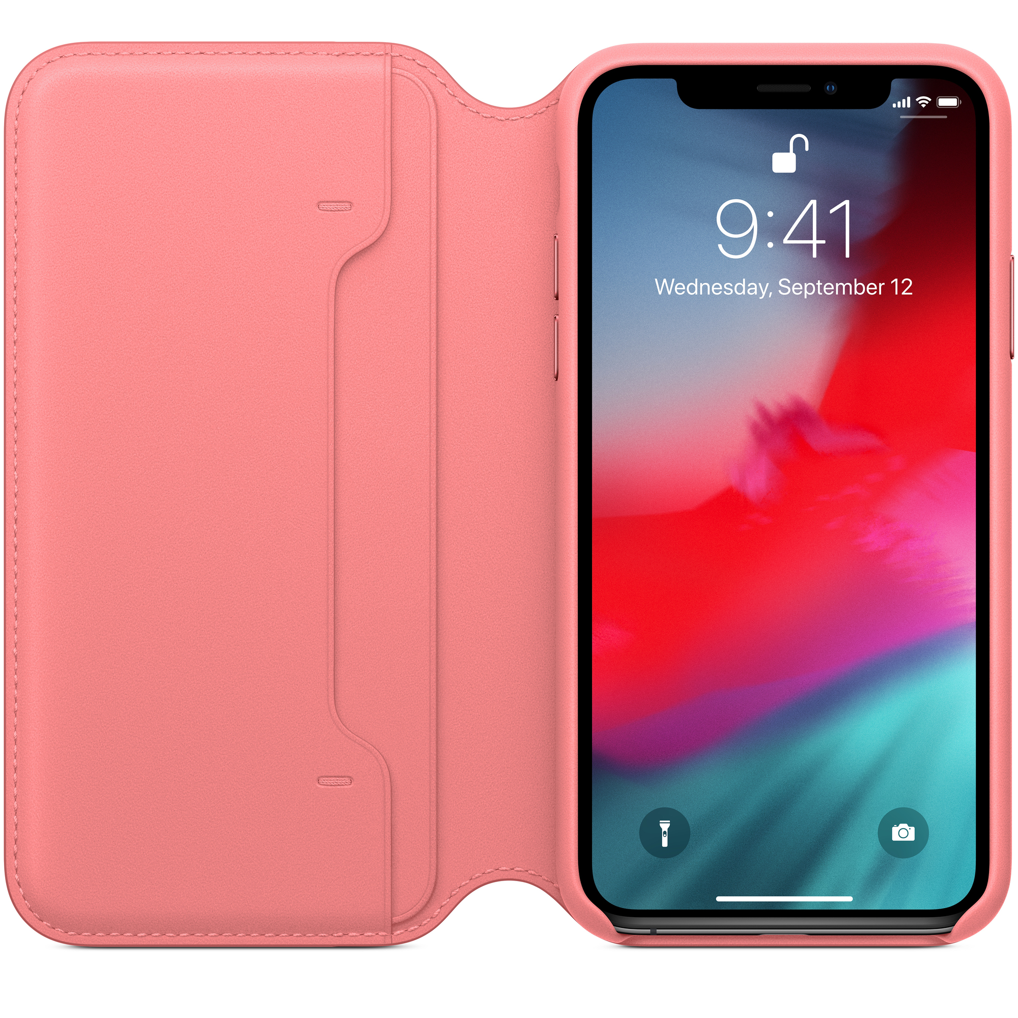 Apple iPhone XS Leather Folio - Rose Pivoine - vue 2