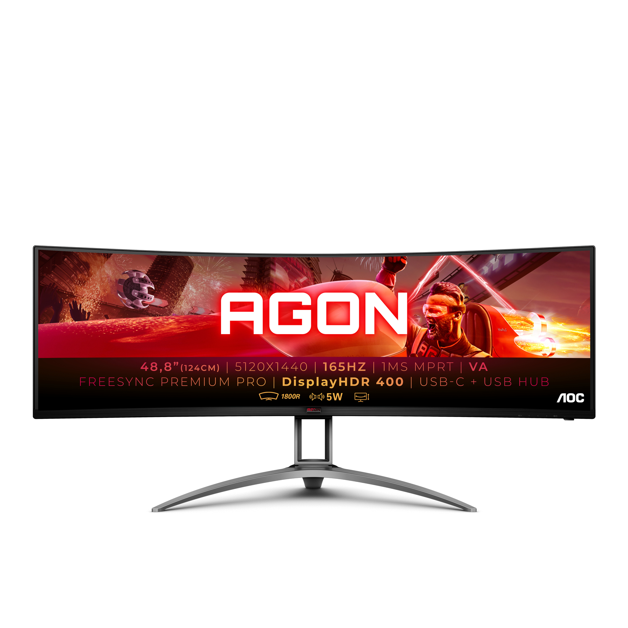 AOC B2 AG493UCX2 écran plat de PC 124 cm (48.8 ) 5120 x 1440 pixels Quad HD LED Noir - Neuf